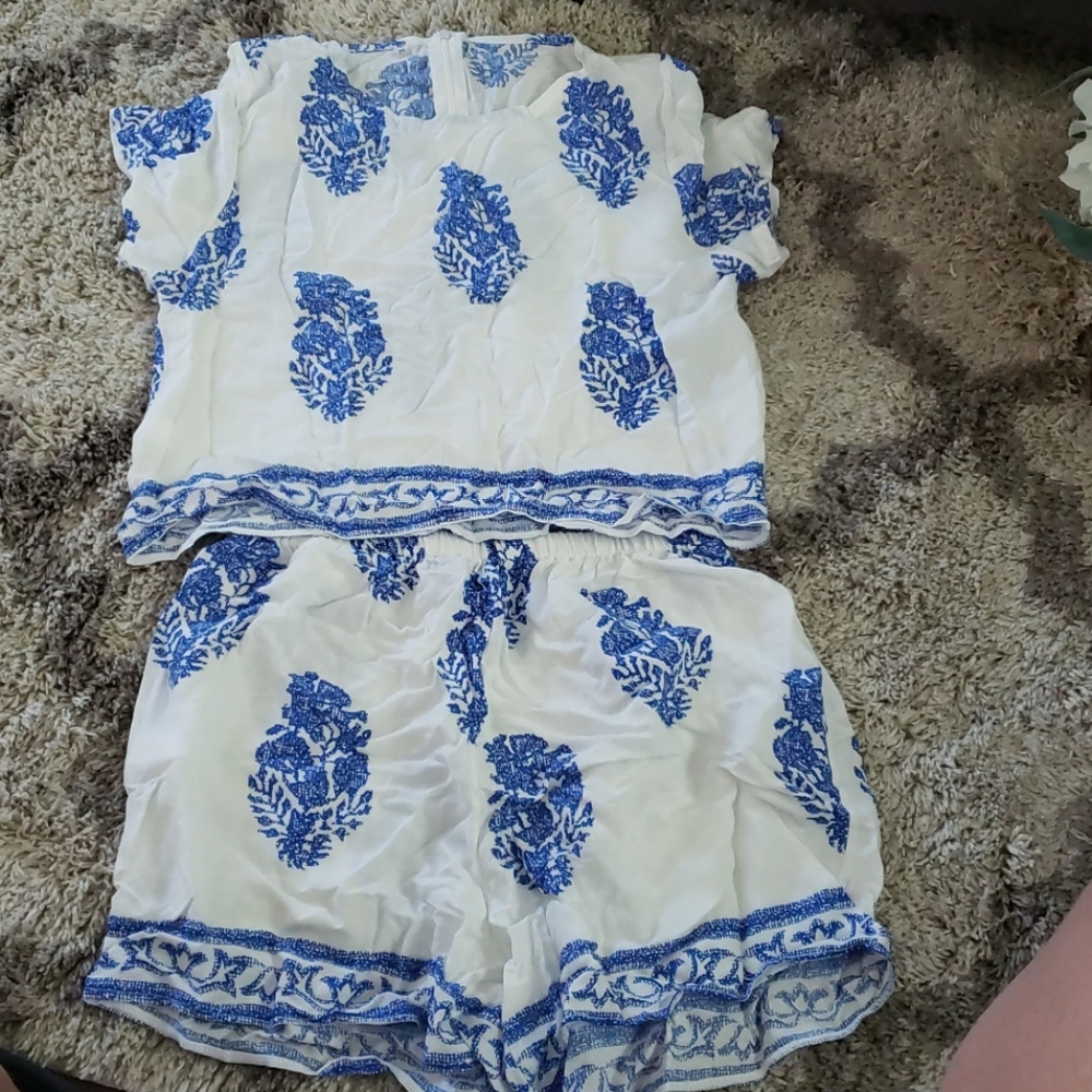 Two piece crop top and shorts